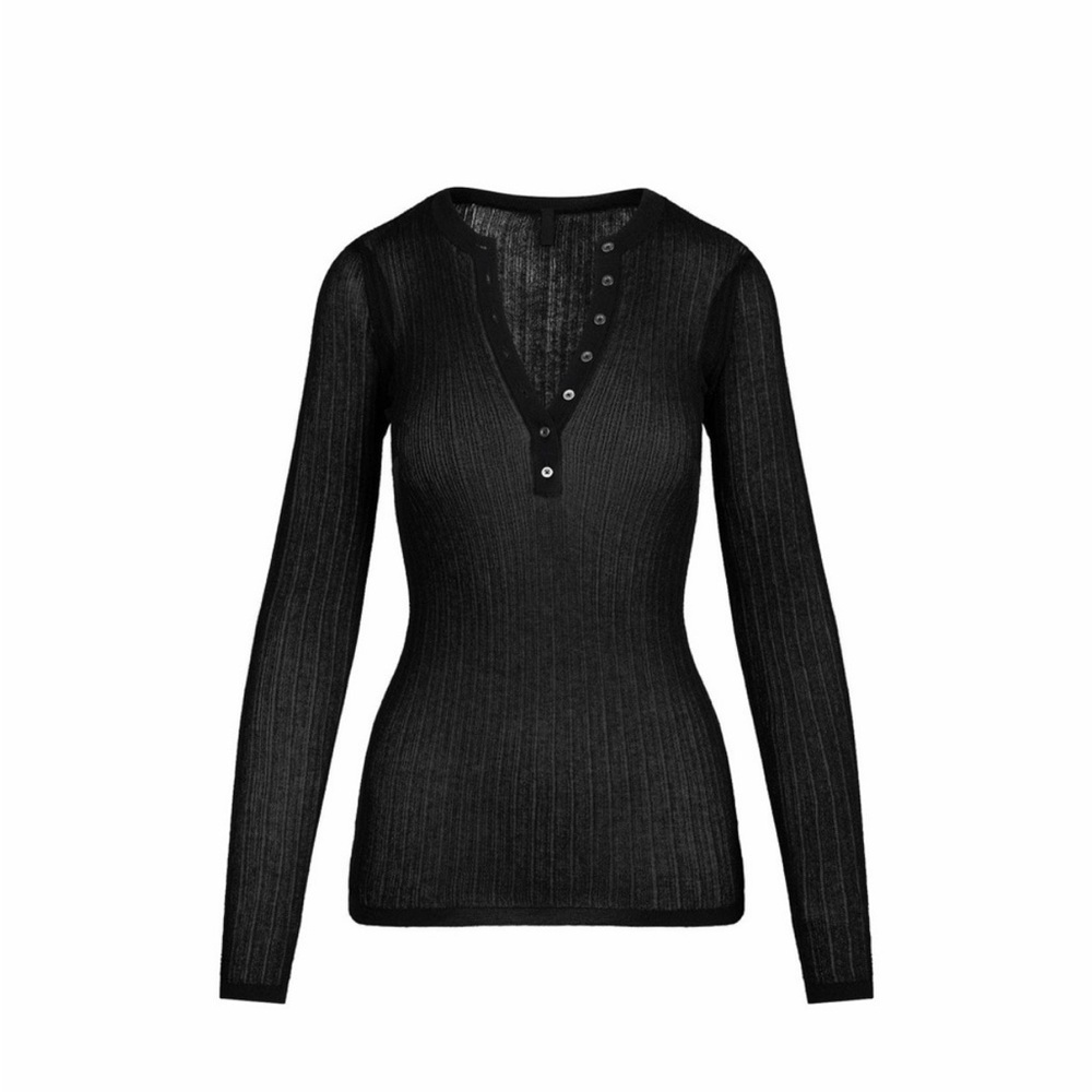 SKIMS SHEER KNIT
LONG SLEEVE HENLEY Long sleeve top ONYX Medium - Picture 12 of 16